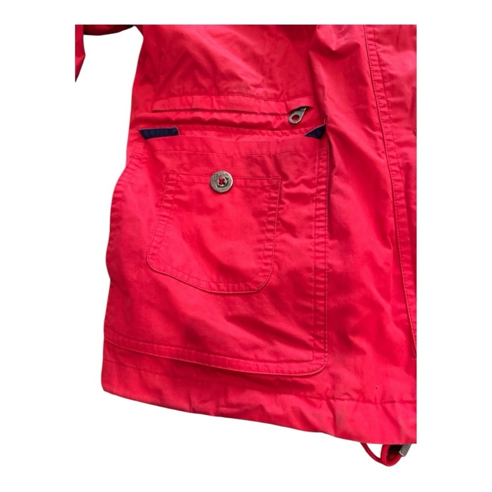 Vintage London Fog Red Women’s Rain Jacket Size XL Zip Up Navy Lined Canvas Coat - Picture 8 of 11